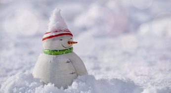 雪が積もって屋根から雪が落ちている
